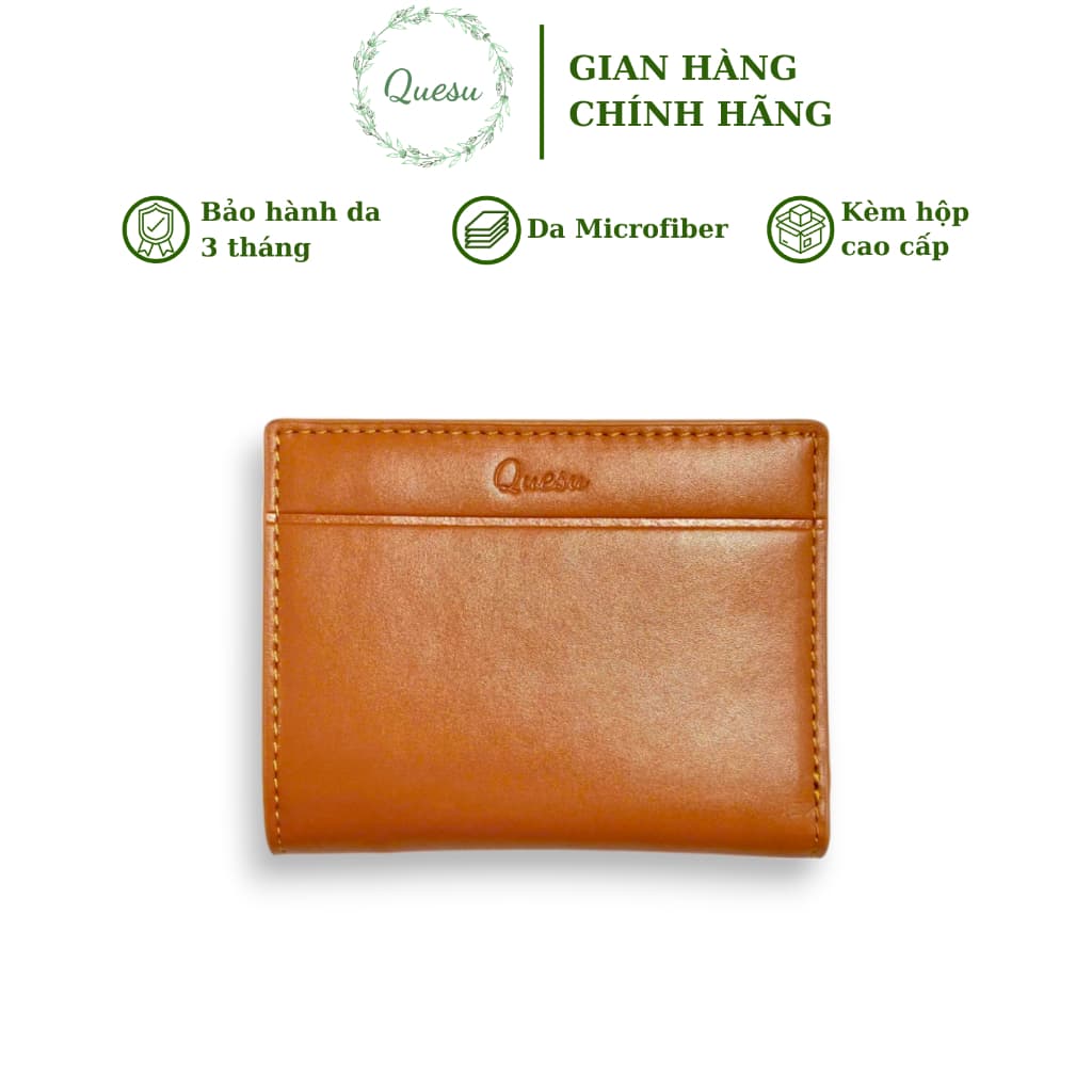Ví gập đôi da Microfiber màu nâu đen